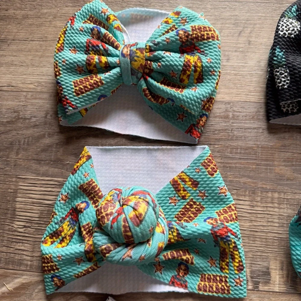 Boutique Hair Bow Bundle | 3 Headwraps, 2 Claw Clips & 2 Elastic Bow Ties